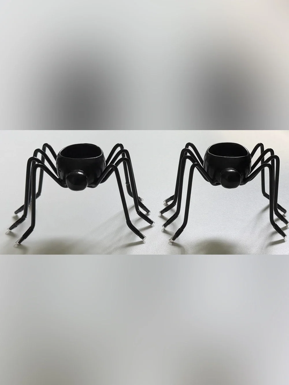 POTTERY BARN Halloween Spider Black Metal Tea light Candle Holders Set 2 RETIRED